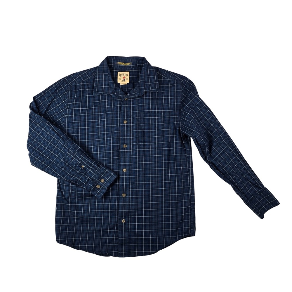 RedHead Wrinkle Free Plaid Button Down Shirt Mens Medium Blue Long Sleeve Pocket